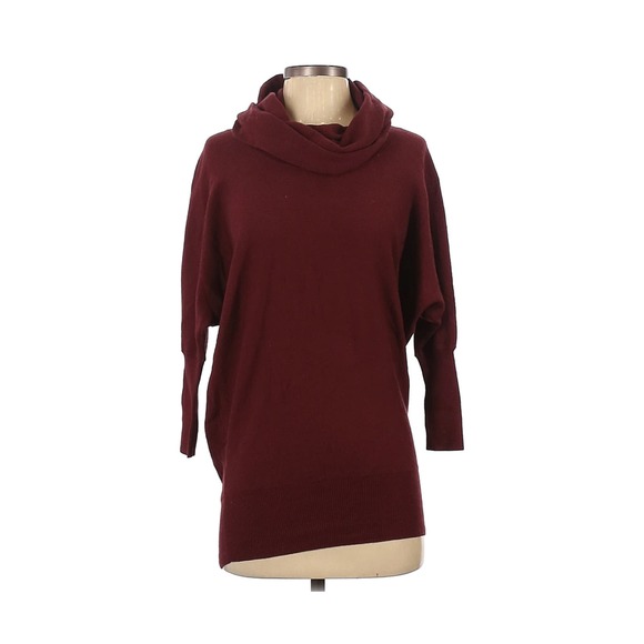 Yes Lola Burgundy Wool Cowl Neck Tunic Sweater Long Sleeves Women's Size Medium - Picture 1 of 3